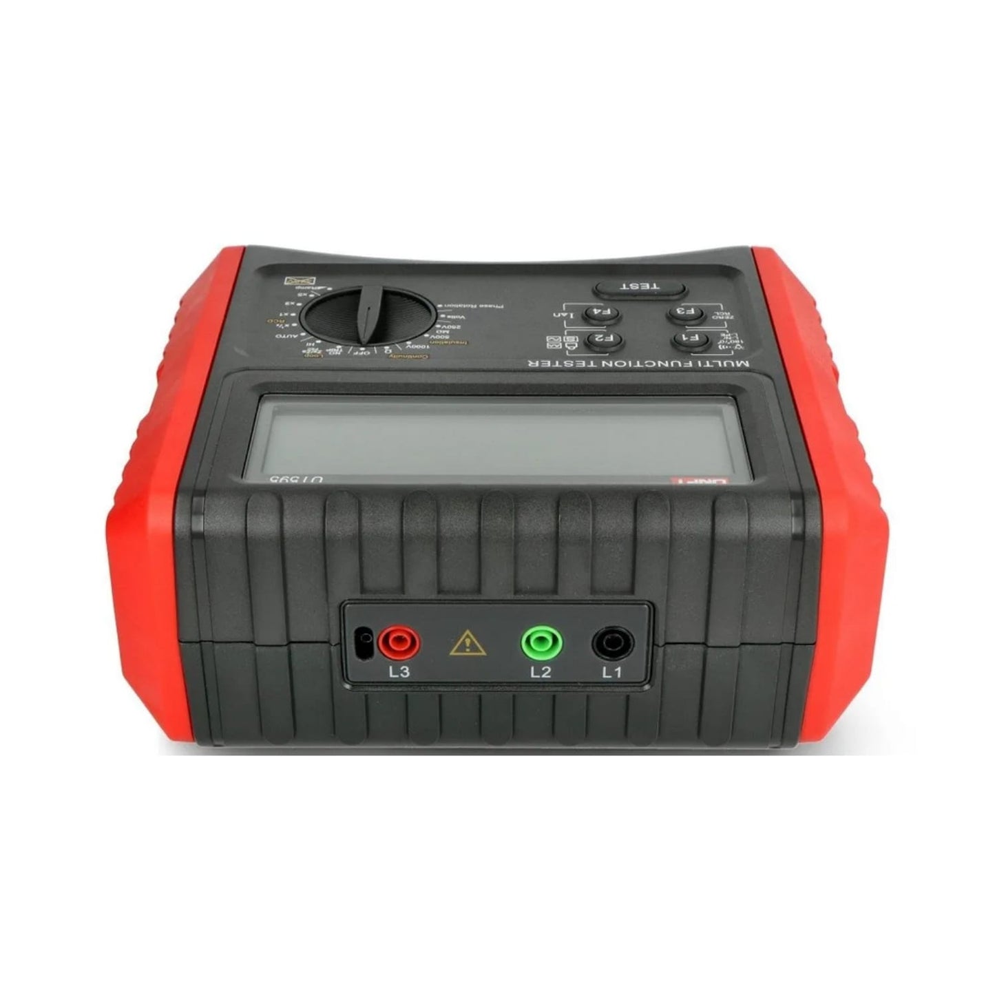 UNI-T UT595 Multifunction Tester side view showing test lead connectors | Electrical installation tester ports for insulation resistance, loop/line impedance, RCD trip time testing in Sri Lanka
