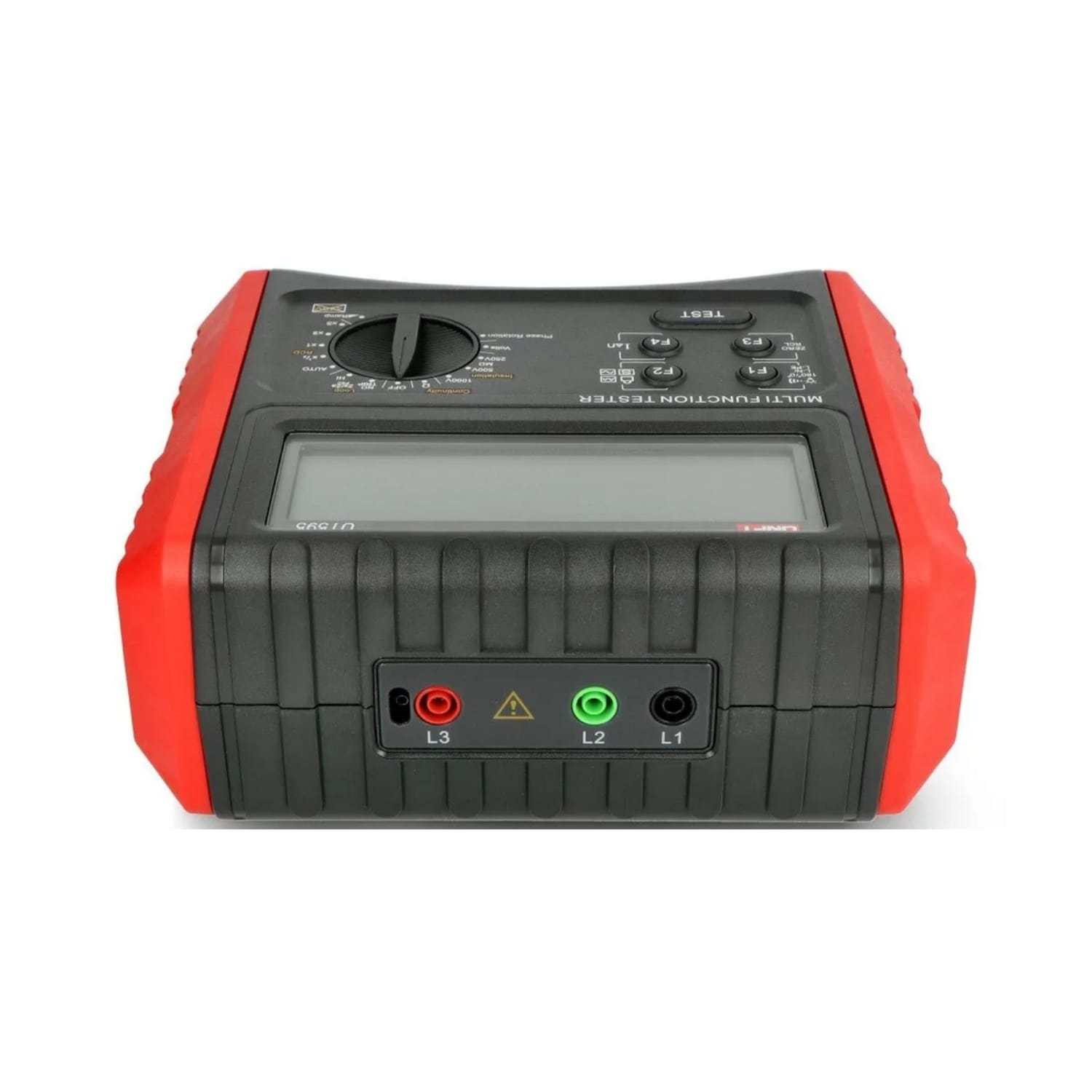 UNI-T UT595 Multifunction Tester side view showing test lead connectors | Electrical installation tester ports for insulation resistance, loop/line impedance, RCD trip time testing in Sri Lanka