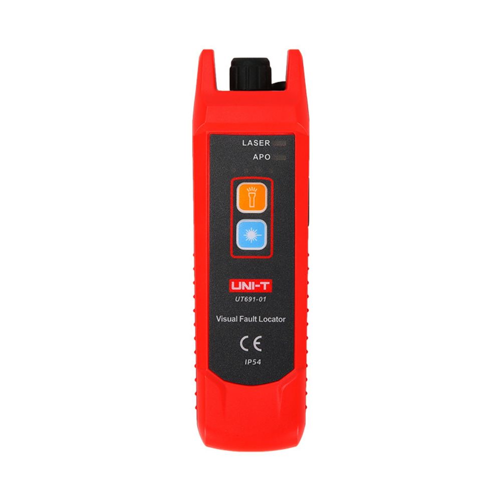 Front profile of the UNI-T UT691-01 Visual Fault Locator designed for identifying physical breaks and micro-bends in optical cables.