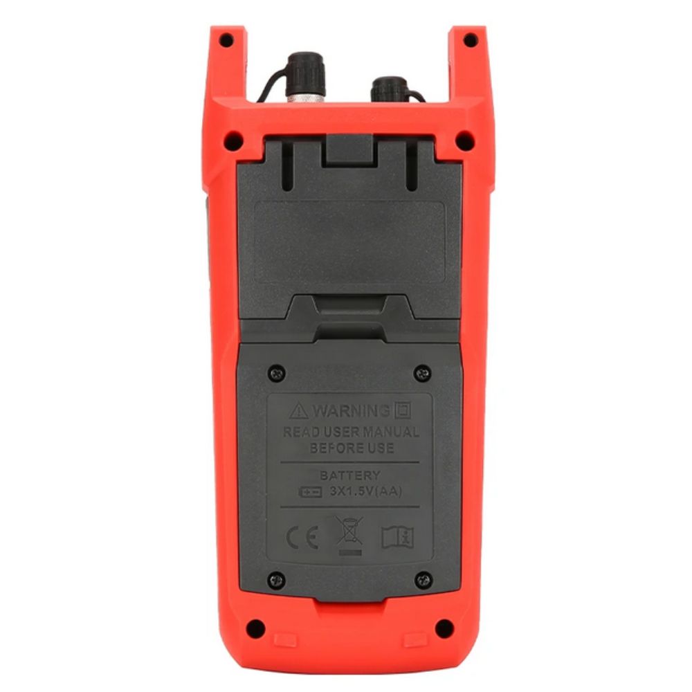Back view of the UT692G InGaAs optical measuring instrument showing the drop-proof housing and accessible AA battery compartment.