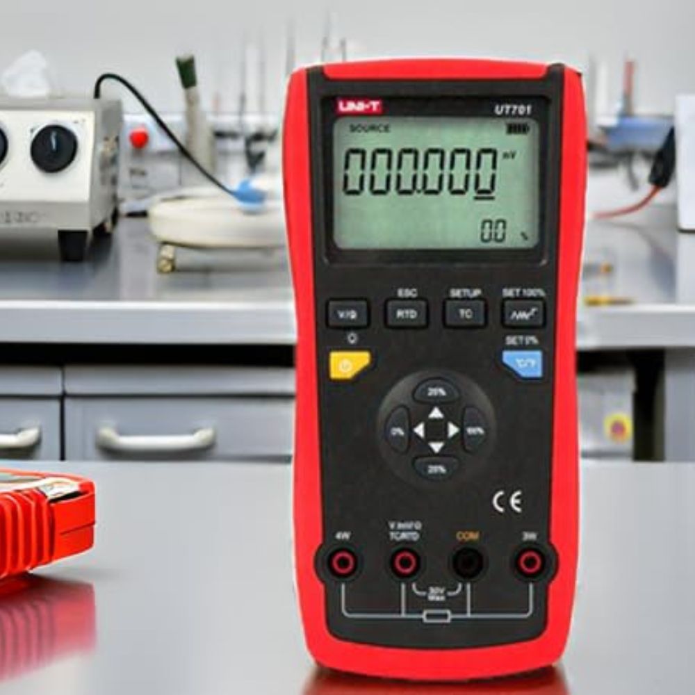 UNI-T UT701 Single Function Temperature Process Calibrator displaying 0.0 reading in professional laboratory setting – precision temperature calibration testing Sri Lanka.
