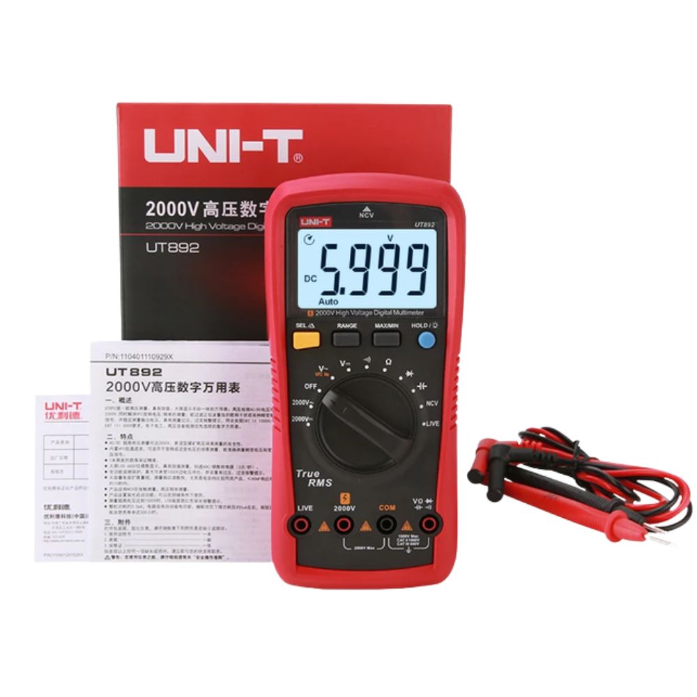 UNI-T UT892 2000V high voltage AC/DC digital multimeter full set with test leads and accessories